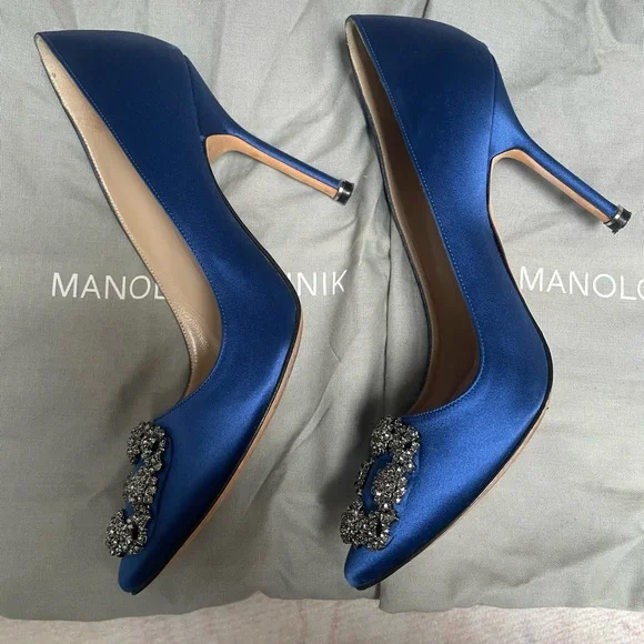 Manolo Blahnik Royal Blue Hangisi 70mm heel - Picture 5 of 9